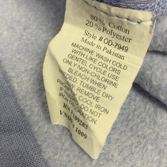 Upcycled Hand Printed Womens Small Blue Jay Bird Long Sleeve Sweatshirt - Picture 5 of 5